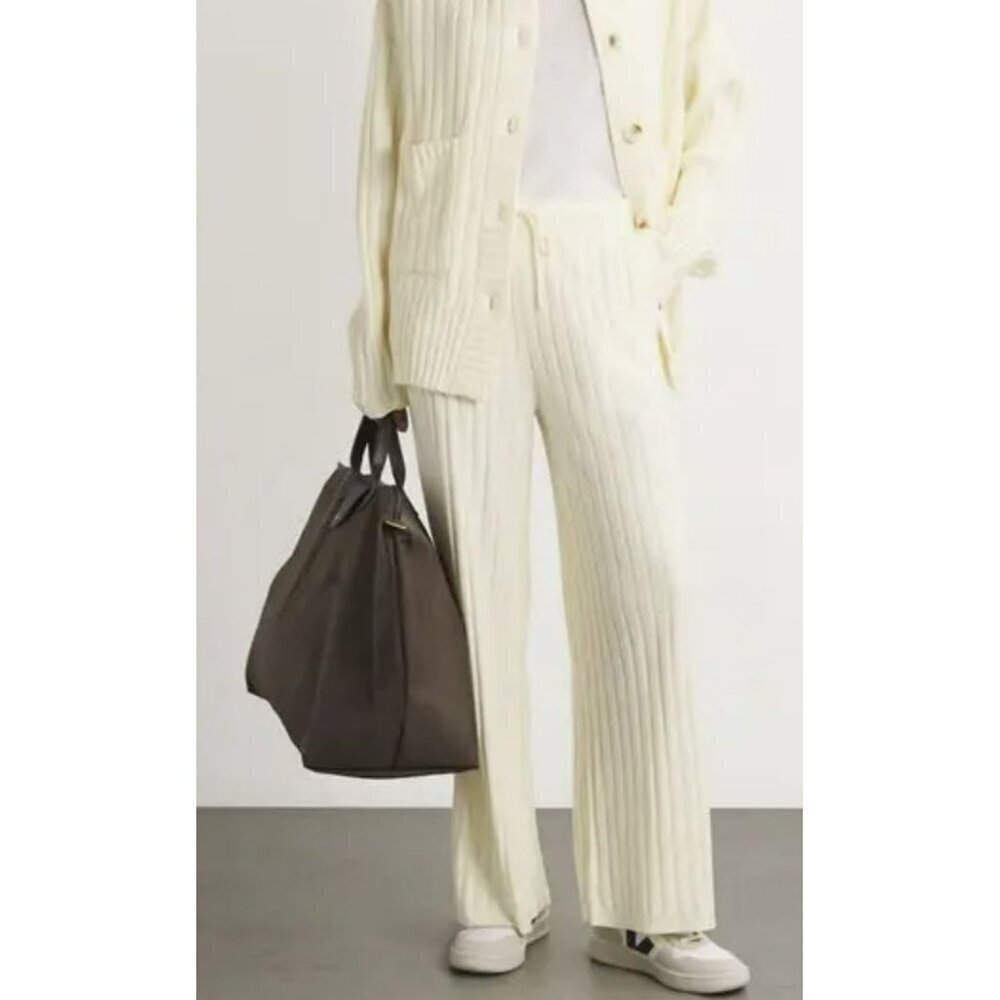 New Anthropologie Varley Wide Leg Rib Knit Pull On Jogger Pants Travel Medium